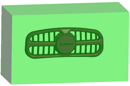An ATV grill plastic part surrounded by a green box.