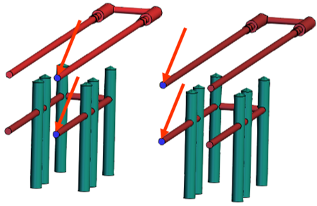 Cooling channels with arrows pointing to the inlet surfaces.