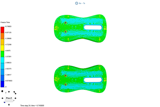 A 3D model of a mouse shell with colored freeze time results.